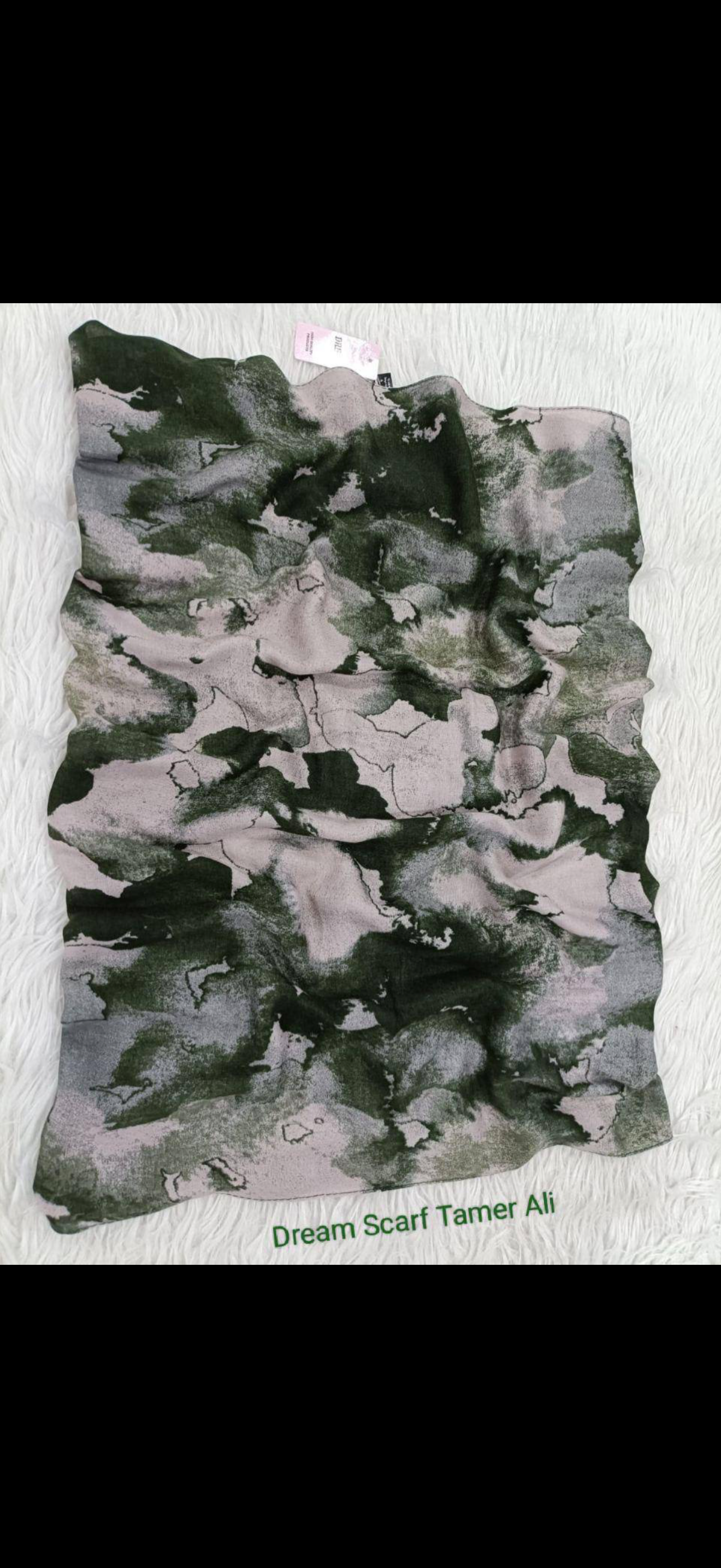 Olive Abstract Watercolor Scarf model hijab