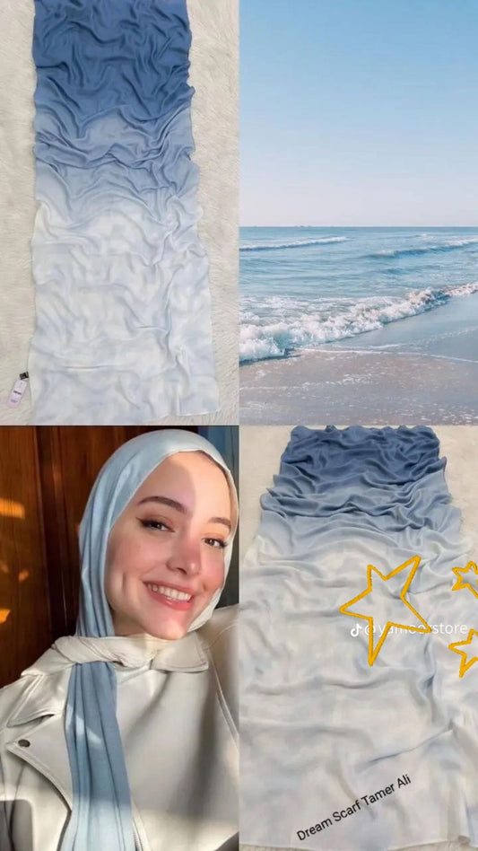 Ombre sky blue model hijab