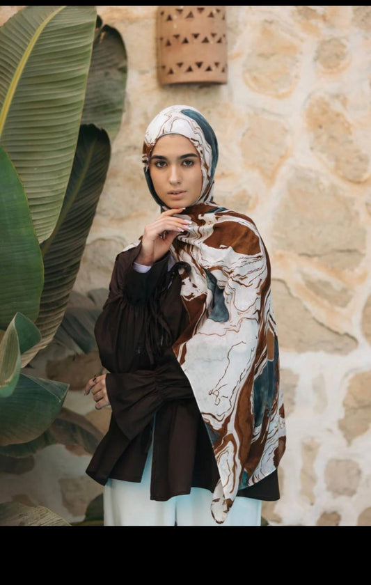 -Tone Abstract Marble Hijab